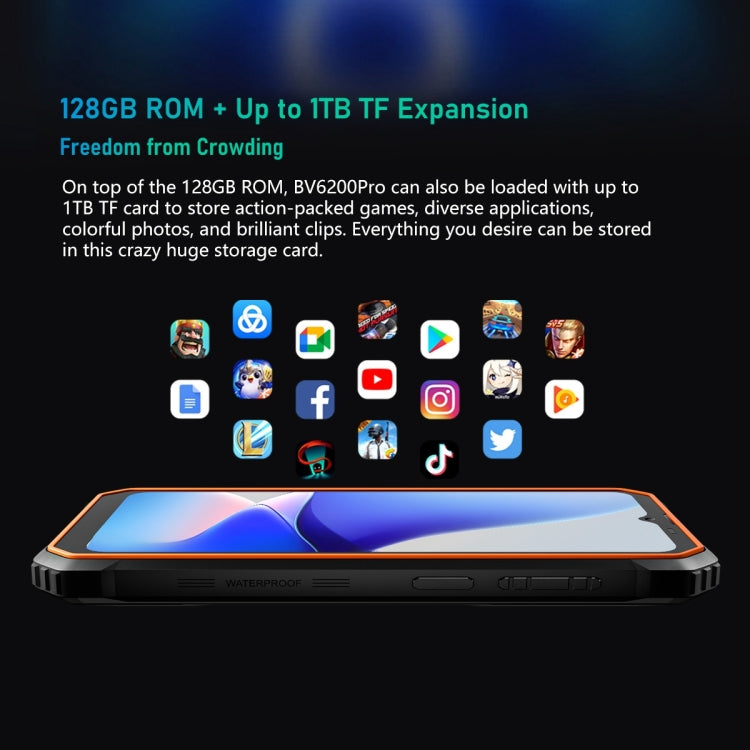 Blackview BV6200 Pro, 6GB+128GB, IP68/IP69K/MIL-STD-810H, 6.56 inch Android 13 MediaTek Helio P35 Octa Core, Network: 4G, OTG, NFC(Black)