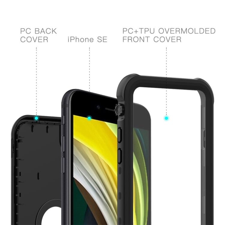 For iPhone SE 2022 / SE 2020 RedPepper Shockproof Waterproof Solid Color PC + TPU Protective Case(Black)