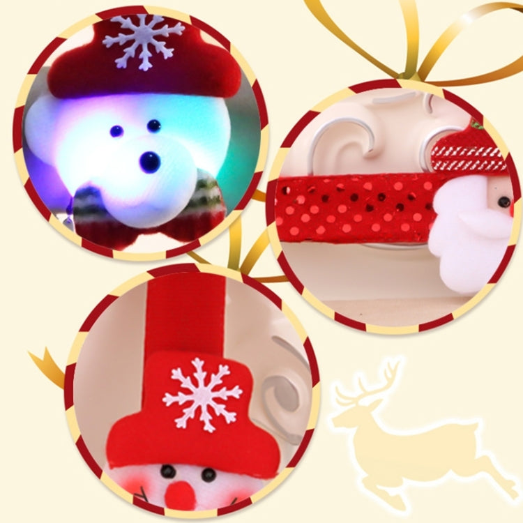 Santa Style Flash Light Merry Christmas Slap Pat Circle Wristband(Sequins Light Bear)