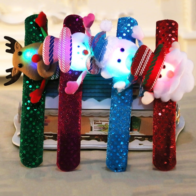 Santa Style Flash Light Merry Christmas Slap Pat Circle Wristband(Sequins Light Bear)