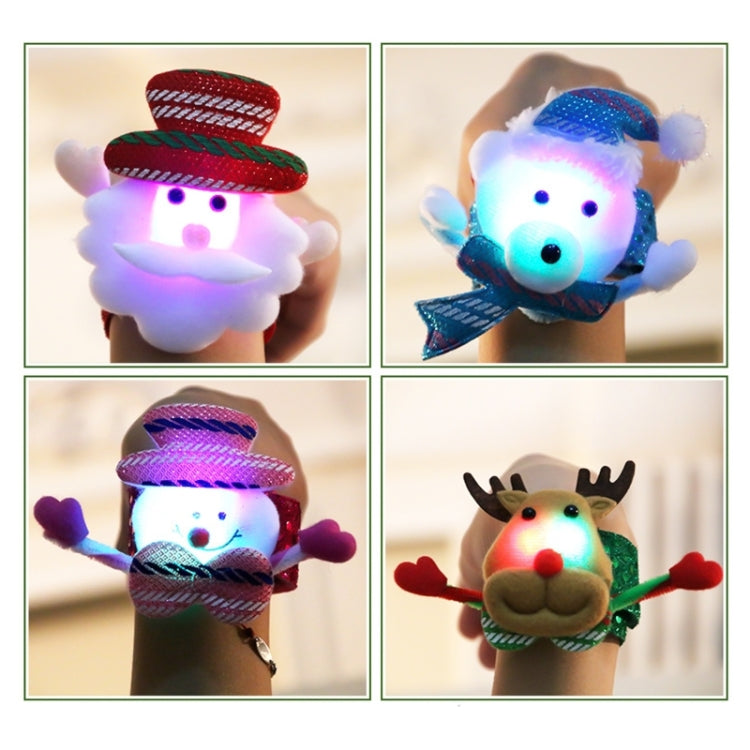 Santa Style Flash Light Merry Christmas Slap Pat Circle Wristband(Sequins Light Bear)
