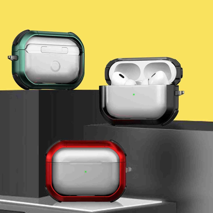 For AirPods Pro Thunder Transparent Armor Wireless Earphones Protective Case(Green)