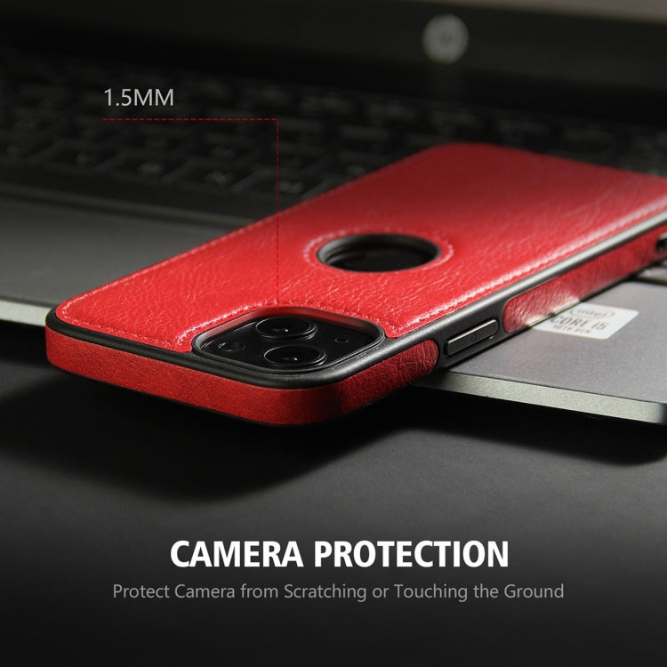 For iPhone 15 Pro Max Leather Texture Stitching Phone Case(Red)