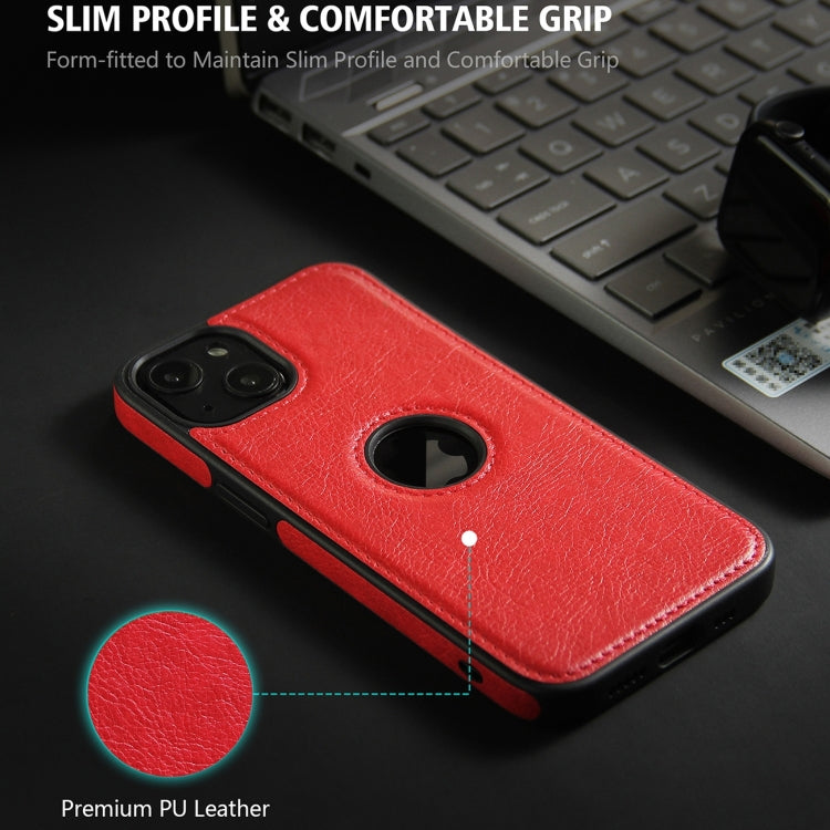For iPhone 15 Pro Max Leather Texture Stitching Phone Case(Red)