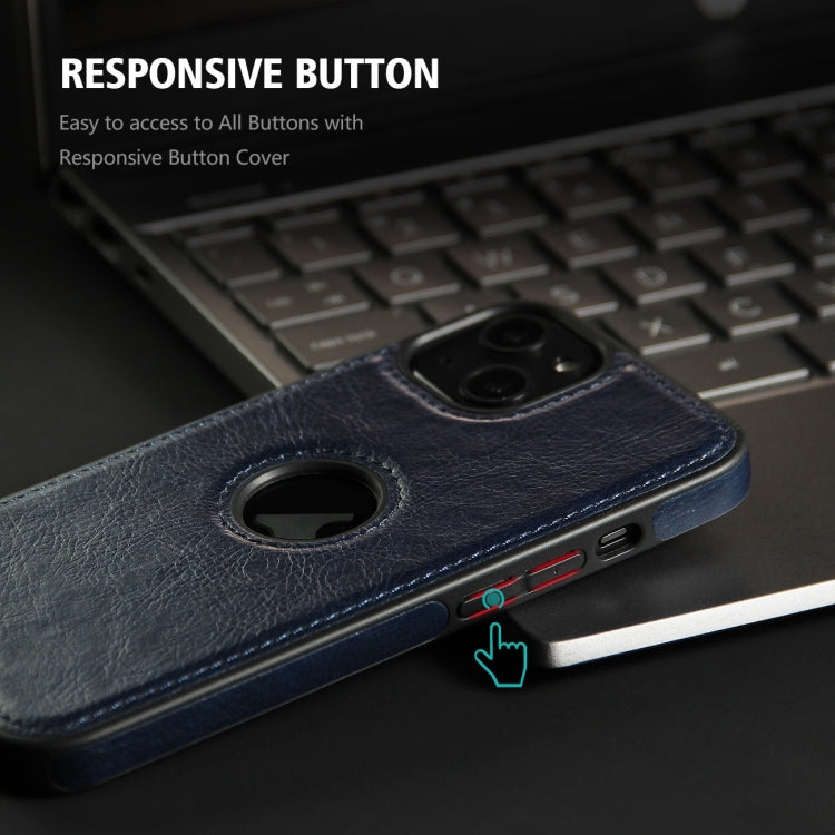 For iPhone 15 Pro Leather Texture Stitching Phone Case(Blue)