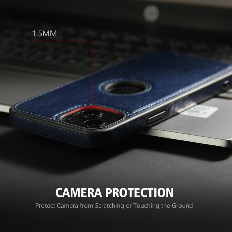 For iPhone 15 Pro Leather Texture Stitching Phone Case(Blue)