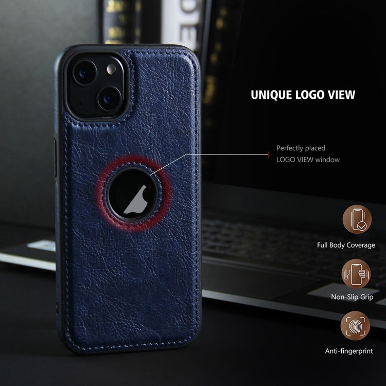 For iPhone 15 Pro Leather Texture Stitching Phone Case(Blue)