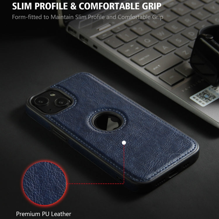 For iPhone 15 Pro Leather Texture Stitching Phone Case(Blue)