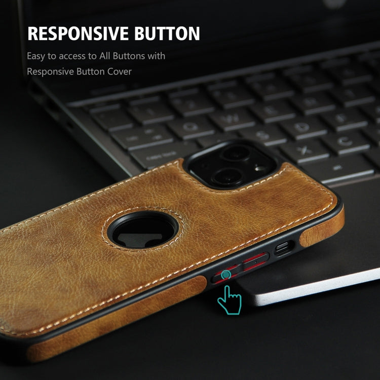 For iPhone 15 Pro Leather Texture Stitching Phone Case(Brown)