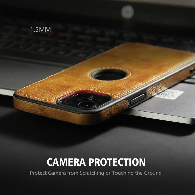 For iPhone 15 Pro Leather Texture Stitching Phone Case(Brown)