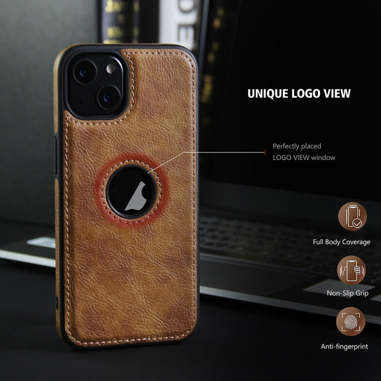 For iPhone 15 Pro Leather Texture Stitching Phone Case(Brown)