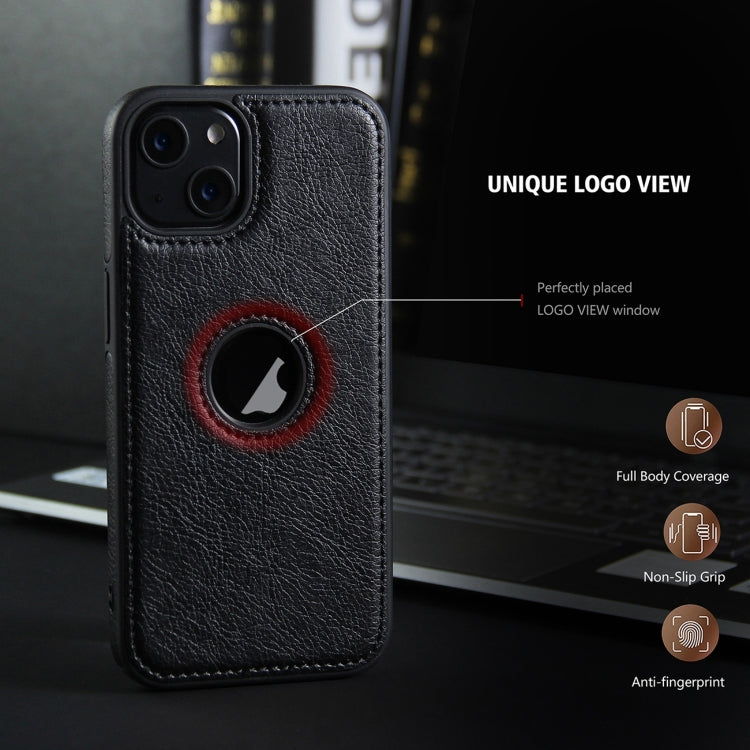 For iPhone 15 Plus Leather Texture Stitching Phone Case(Black)