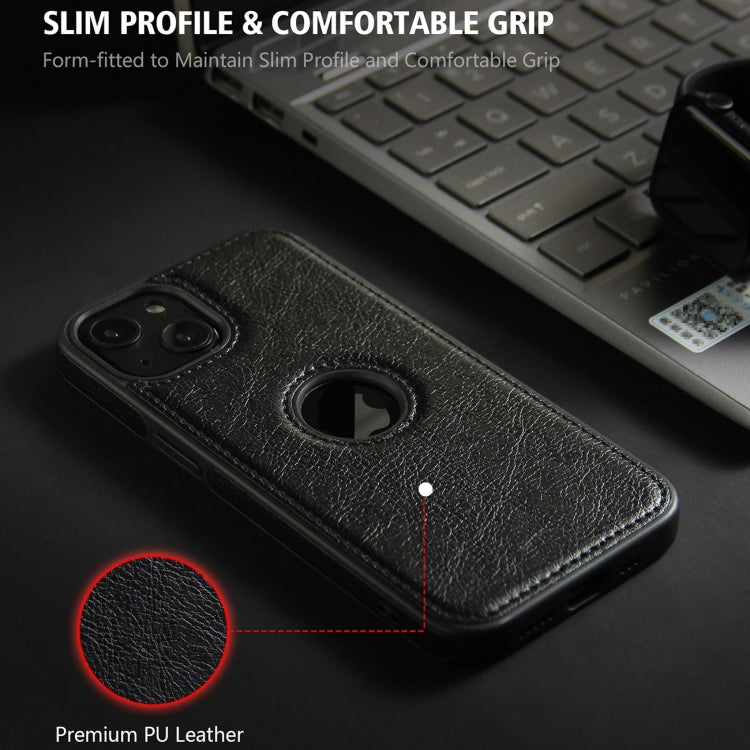 For iPhone 15 Plus Leather Texture Stitching Phone Case(Black)