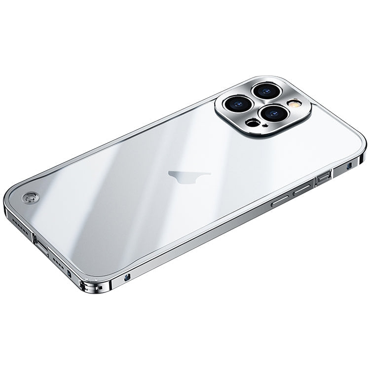 For iPhone 15 Pro Max Metal Frame Frosted PC Shockproof Phone Case(Silver)