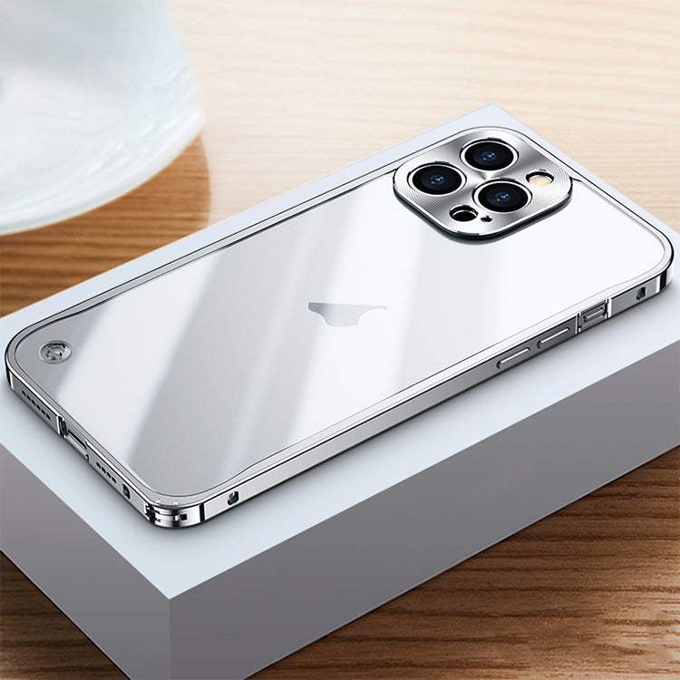 For iPhone 15 Pro Metal Frame Frosted PC Shockproof Phone Case(Silver)
