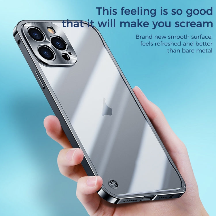 For iPhone 15 Pro Metal Frame Frosted PC Shockproof Phone Case(Silver)