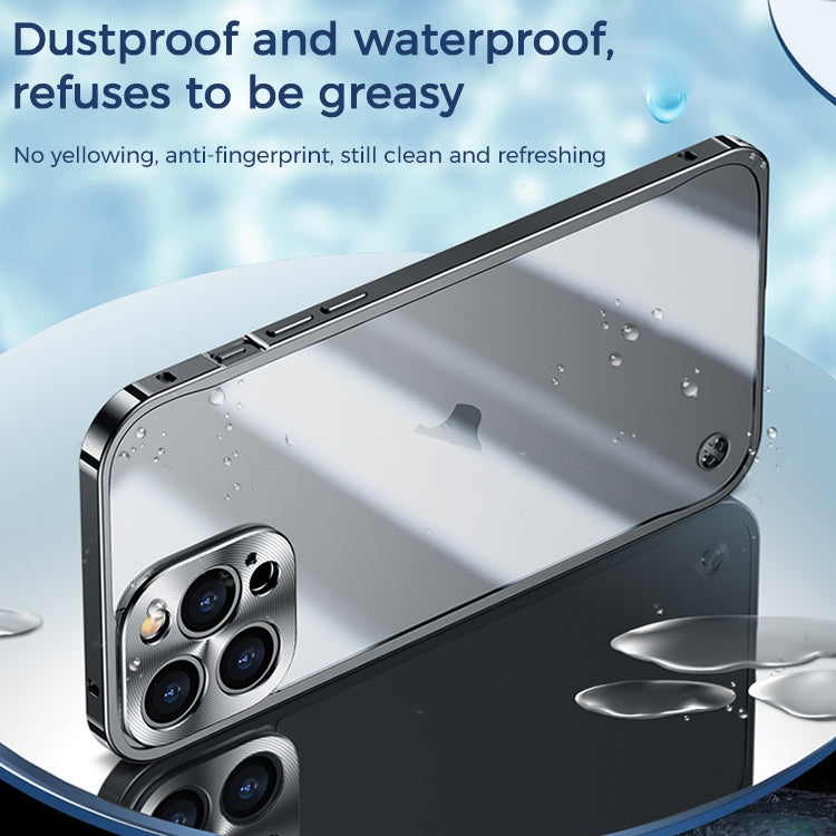 For iPhone 15 Pro Max Metal Frame Frosted PC Shockproof Phone Case(Silver)