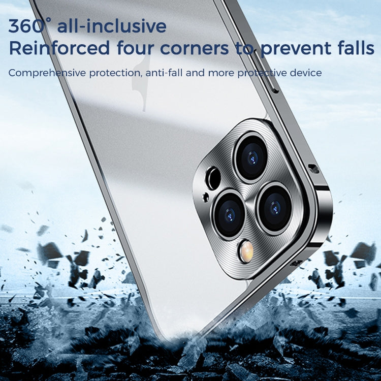 For iPhone 15 Pro Max Metal Frame Frosted PC Shockproof Phone Case(Ocean Blue)