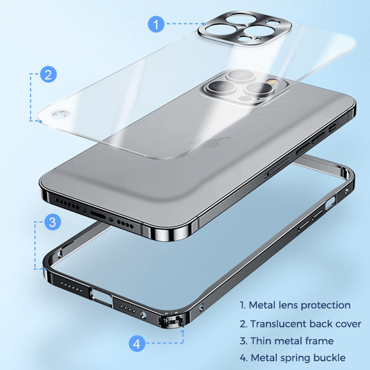 For iPhone 15 Pro Max Metal Frame Frosted PC Shockproof Phone Case(Silver)