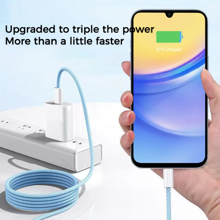 1m USB-C / Type-C to Type-C Macaron Braided Charging Cable(Yellow)