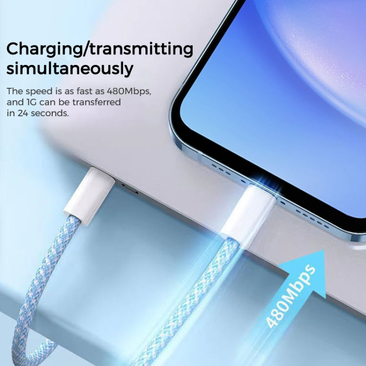 1m USB-C / Type-C to Type-C Macaron Braided Charging Cable(Yellow)
