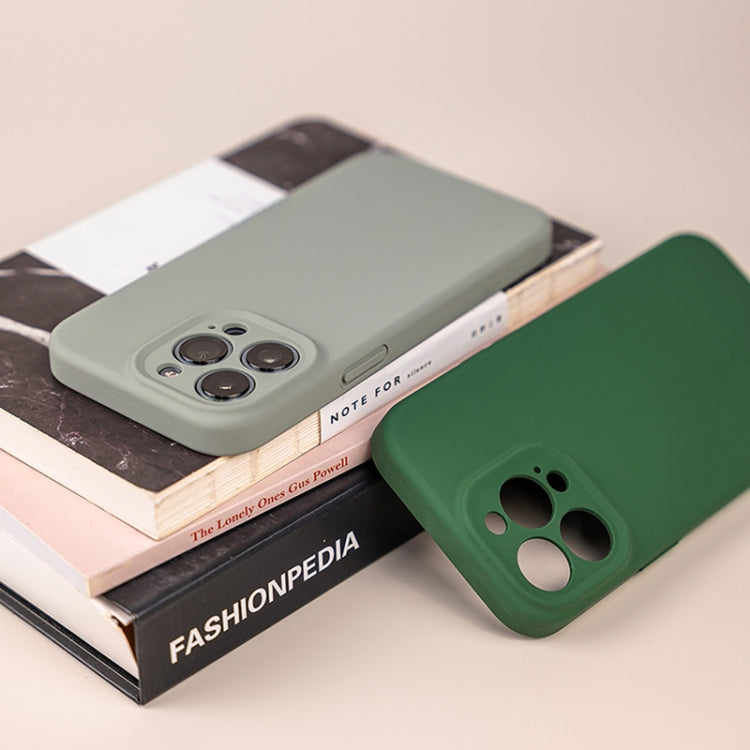 For iPhone 12 Pro Max Pure Color Liquid Silicone Fine Pore Phone Case(Clover Green)