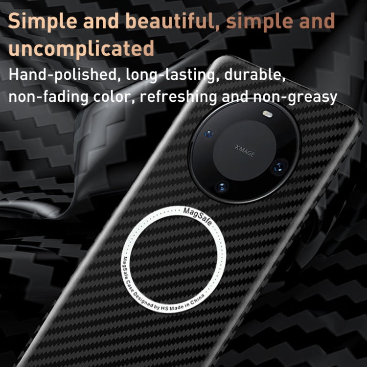 For Huawei Mate 60 Pro Magnetic Carbon Fiber Shockproof Phone Case(Blue Purple)