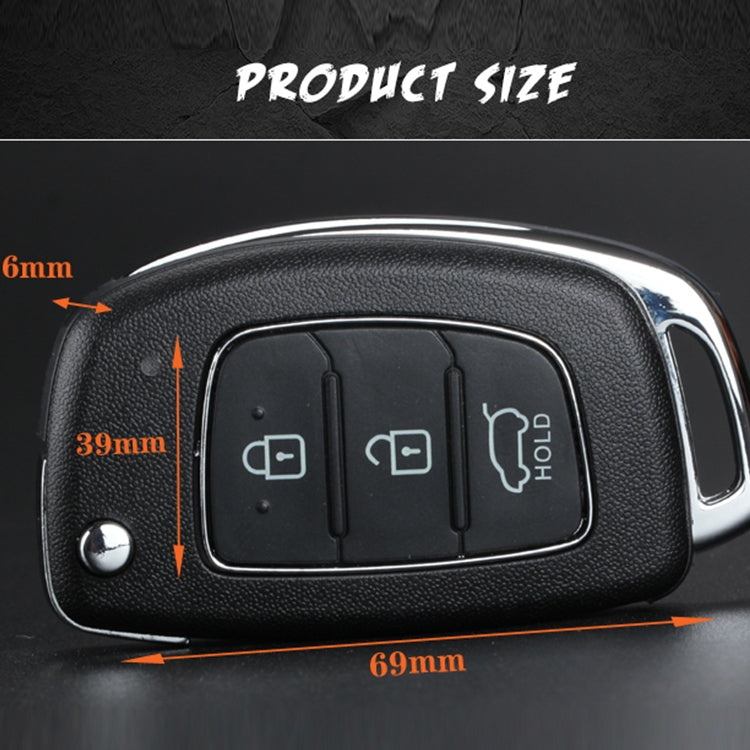 For Hyundai 3-button Folding Car Key Shell with Silver Metal Edge, For Hyundai 3-button
