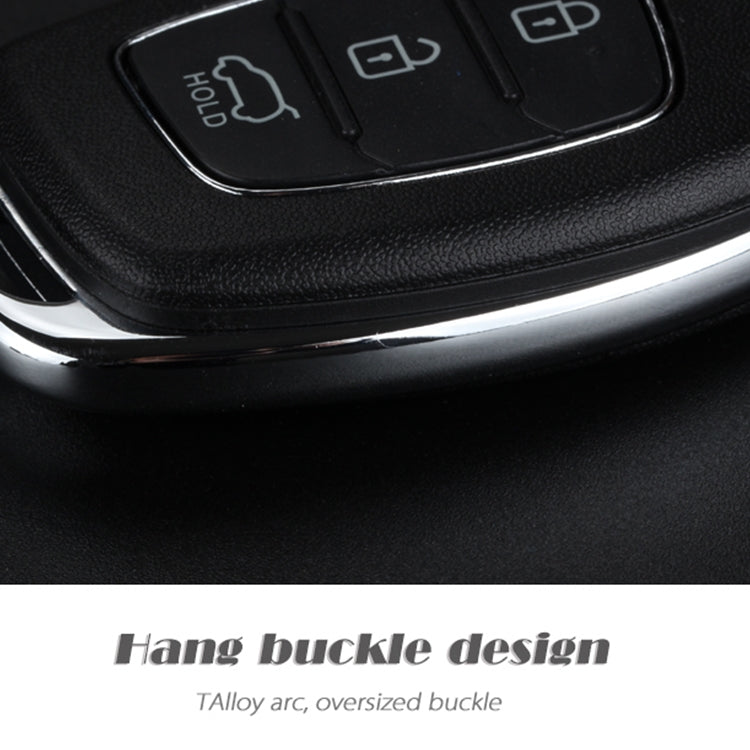 For Hyundai 3-button Folding Car Key Shell with Silver Metal Edge, For Hyundai 3-button