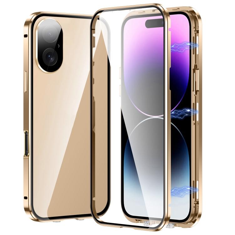 Magnetic Double-buckle HD Tempered Glass Phone Case, For iPhone 17e / 16e, For iPhone 17, For iPhone 16 Pro Max, For iPhone 16 Pro