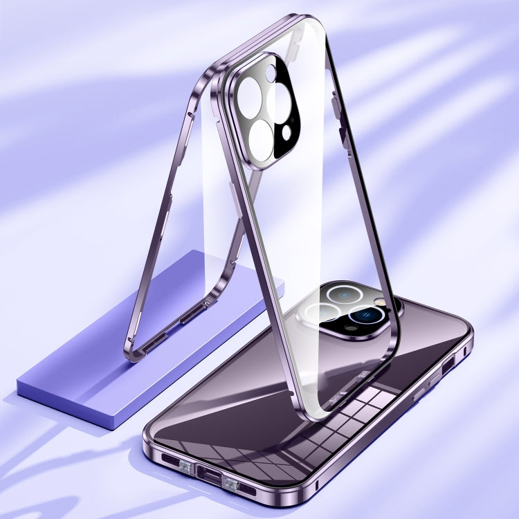 Magnetic Double-buckle HD Tempered Glass Phone Case, For iPhone 16 Plus, For iPhone 16, For iPhone 15 Pro Max, For iPhone 15 Pro