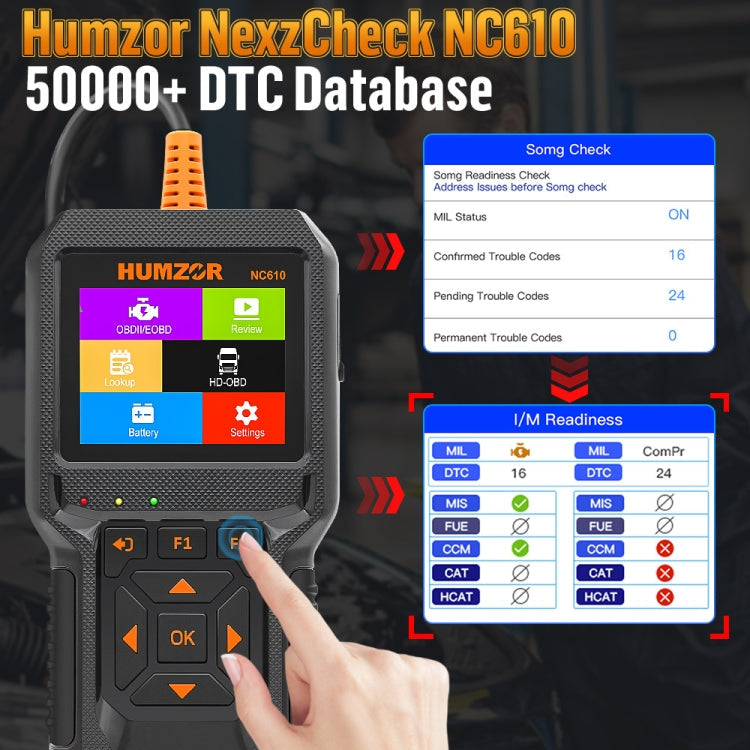 HUMZOR NexzCheck NC610 Car / Truck Code Reader OBD2 Diagnostic Scan Tool