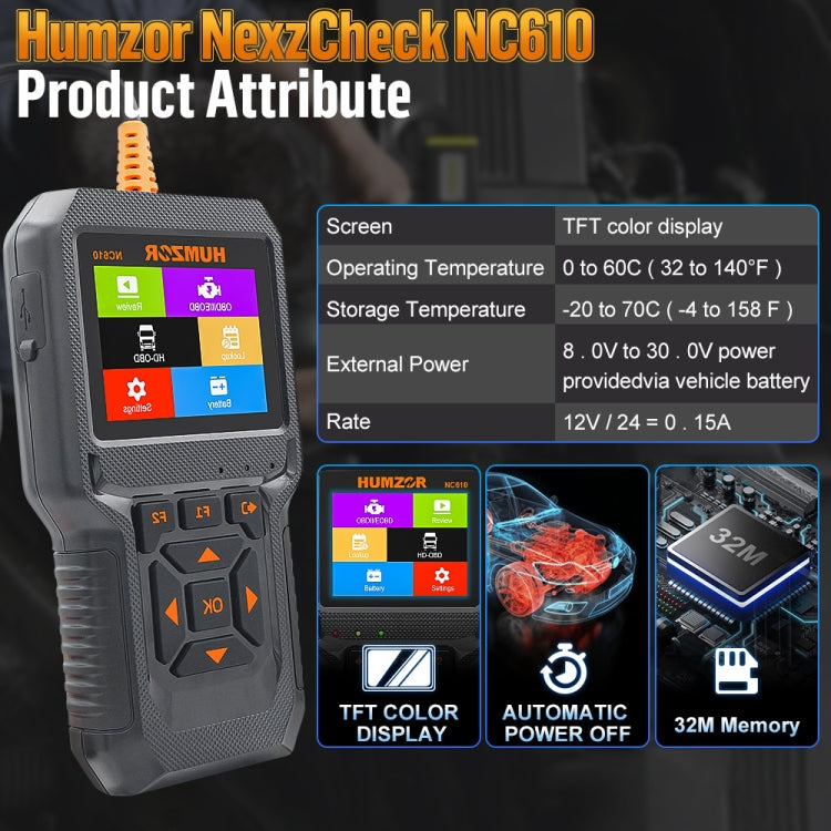 HUMZOR NexzCheck NC610 Car / Truck Code Reader OBD2 Diagnostic Scan Tool