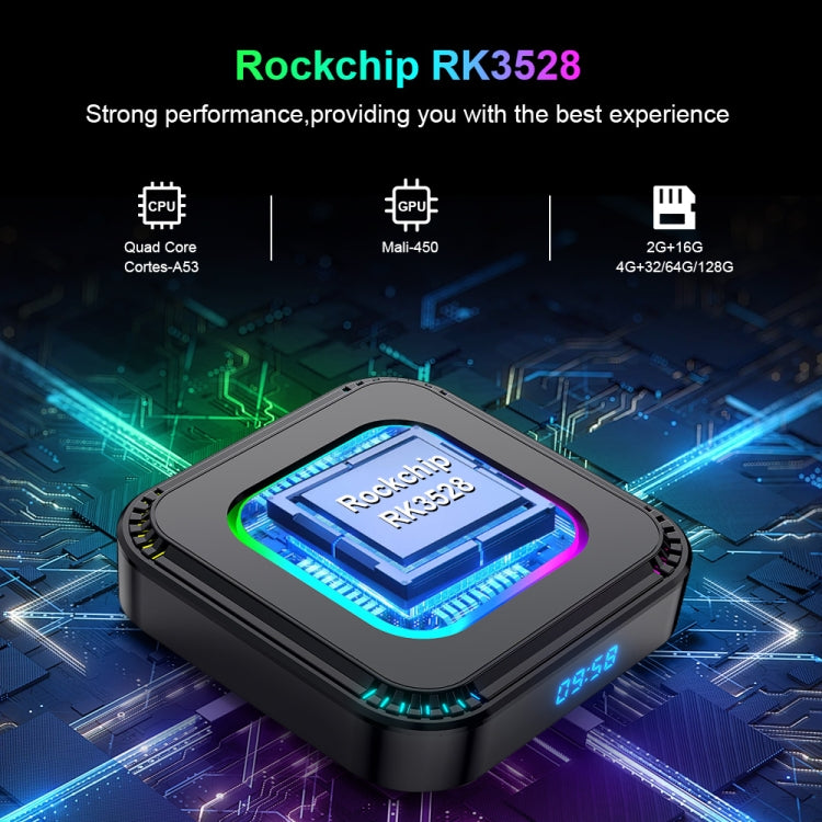 HK1 RBOX K8 8K Android 13.0 Smart TV Box with Remote Control, 4GB+128GB, RK3528 Quad-Core(UK Plug)