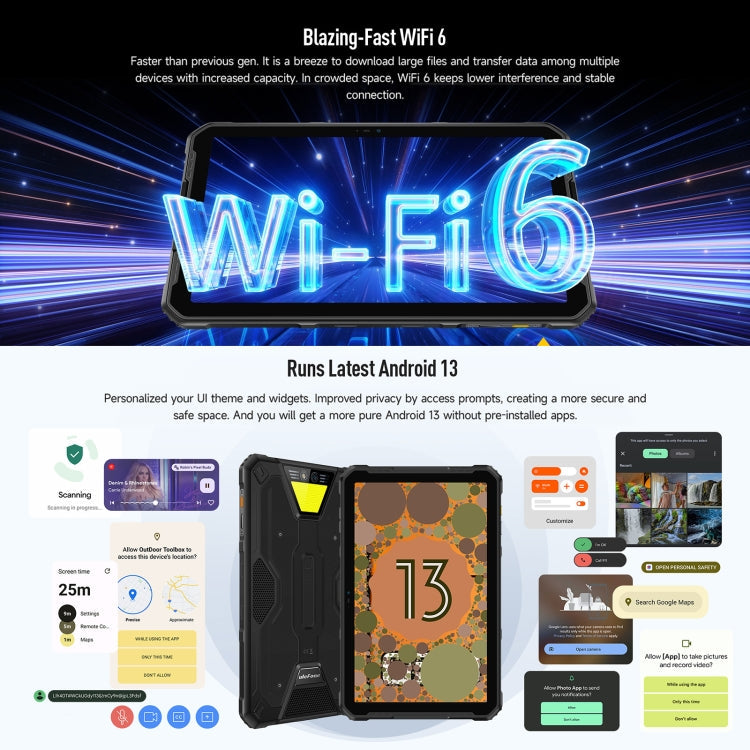 Ulefone Armor Pad 2 Rugged Tablet PC, 16GB+256GB 11 inch Android 13 MediaTek Helio G99 Octa Core 4G Network, Armor Pad 2, Armor Pad 2 (Yellow)
