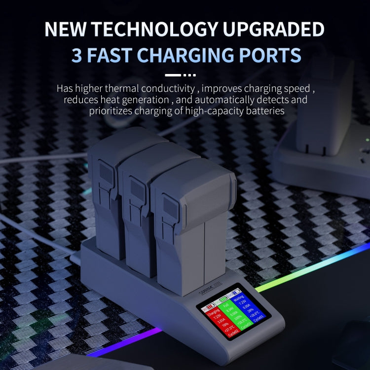 For DJI Mini 4 Pro / Mini 3/ Mini 3 Pro STARTRC 3 in 1 Charging Butler Battery Charger with Screen(Grey)