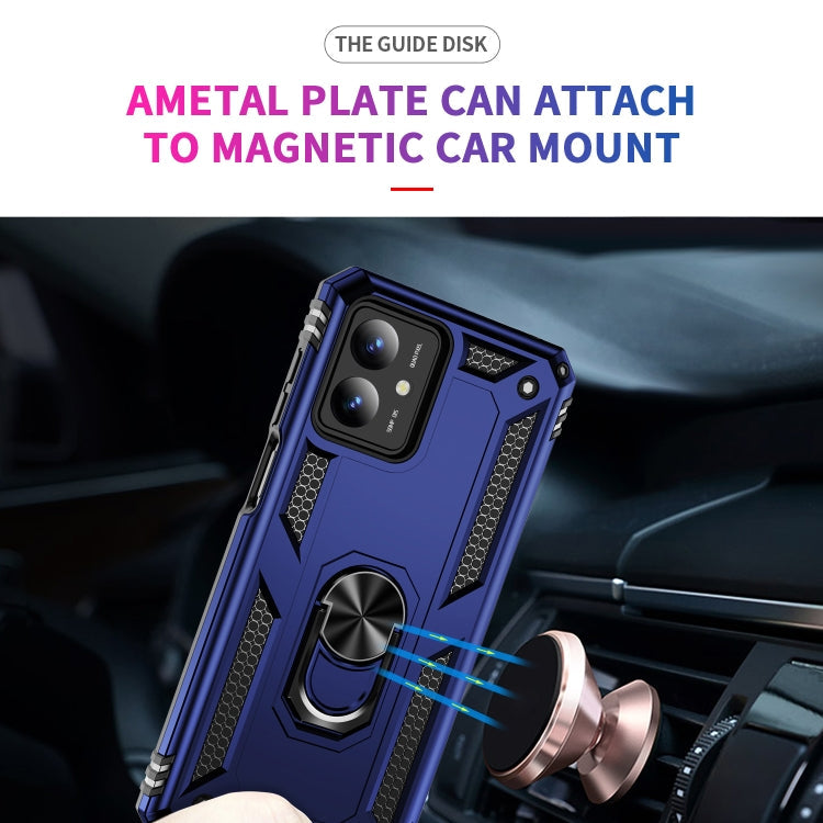 For Motorola Moto G14 Shockproof TPU + PC Phone Case with Holder(Blue)