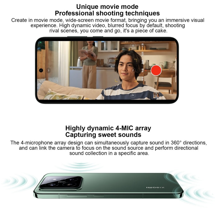 Xiaomi 14,  6.36 inch Xiaomi HyperOS Snapdragon 8 Gen 3 Octa Core 4nm up to 3.3GHz, NFC, Network: 5G, 16GB+512GB