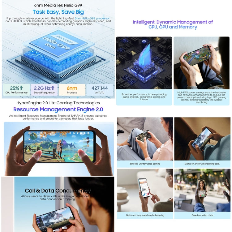 Blackview SHARK 8, 8GB+256GB, Fingerprint Identification, 6.78 inch Android 13 MTK6789 Helio G99 Octa Core up to 2.2GHz, Network: 4G, OTG(Galaxy Blue)