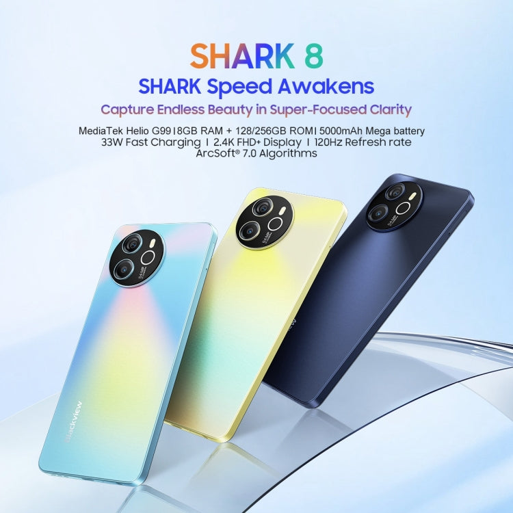 Blackview SHARK 8, 8GB+256GB, Fingerprint Identification, 6.78 inch Android 13 MTK6789 Helio G99 Octa Core up to 2.2GHz, Network: 4G, OTG(Galaxy Blue)