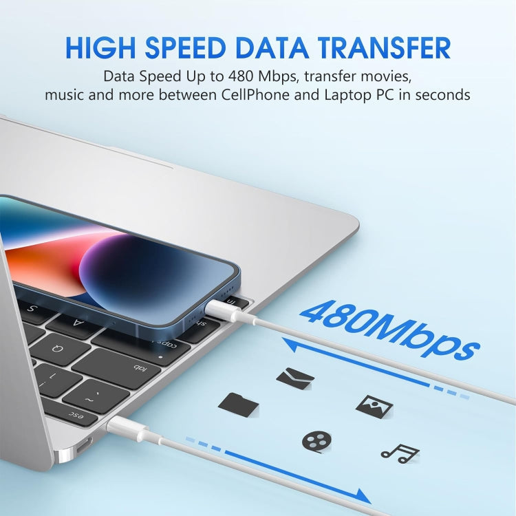 Type-C to 8 Pin Fast Charging Data Cable, Length: 1m