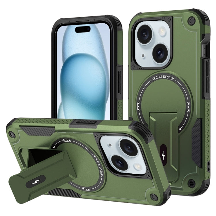 Armor Magsafe Holder PC Hybrid TPU Phone Case, For iPhone 16, For iPhone 15 Pro Max, For iPhone 15 Pro, For iPhone 15 Plus