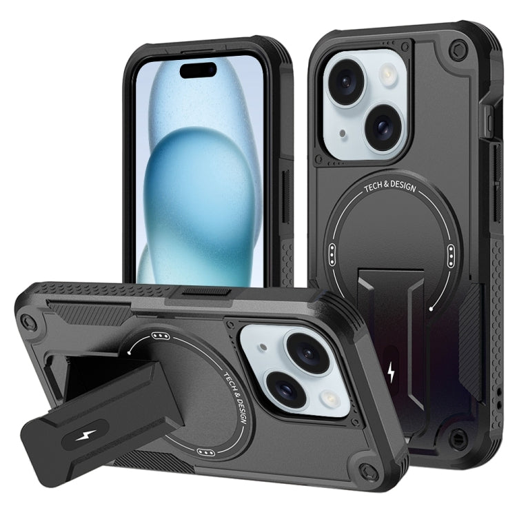 Armor Magsafe Holder PC Hybrid TPU Phone Case, For iPhone 16, For iPhone 15 Pro Max, For iPhone 15 Pro, For iPhone 15 Plus