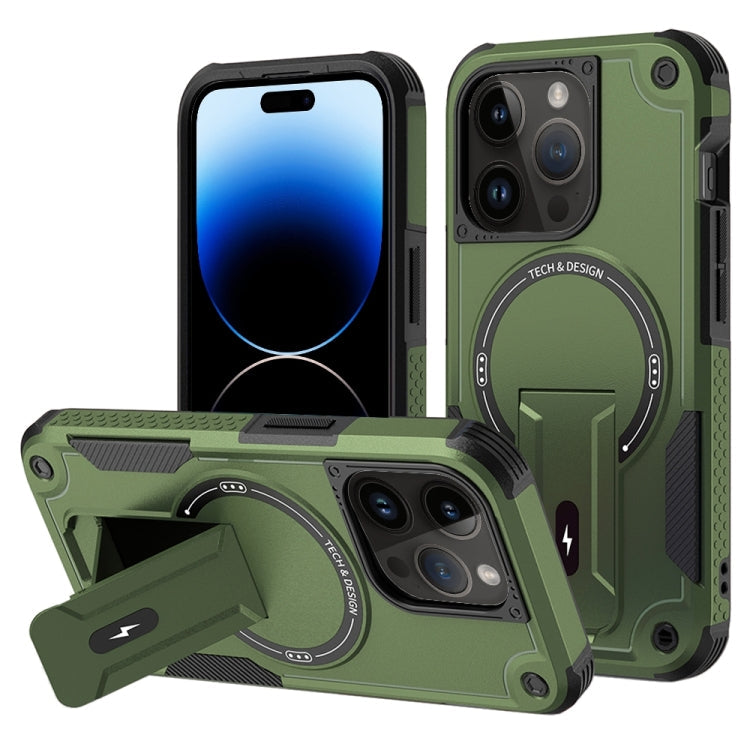 Armor Magsafe Holder PC Hybrid TPU Phone Case, For iPhone 14 Pro Max, For iPhone 13 Pro Max, For iPhone 13 Pro, For iPhone 13