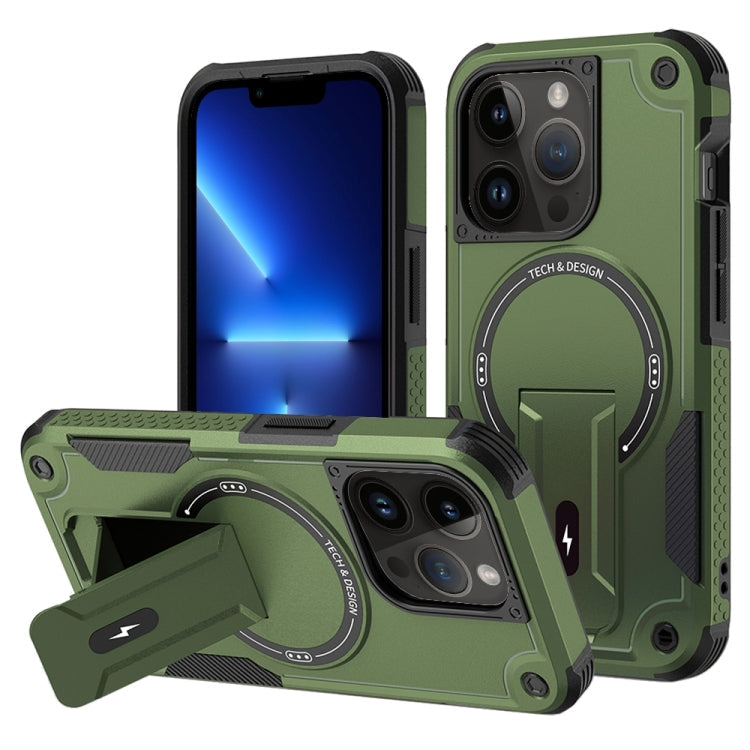 Armor Magsafe Holder PC Hybrid TPU Phone Case, For iPhone 14 Pro Max, For iPhone 13 Pro Max, For iPhone 13 Pro, For iPhone 13