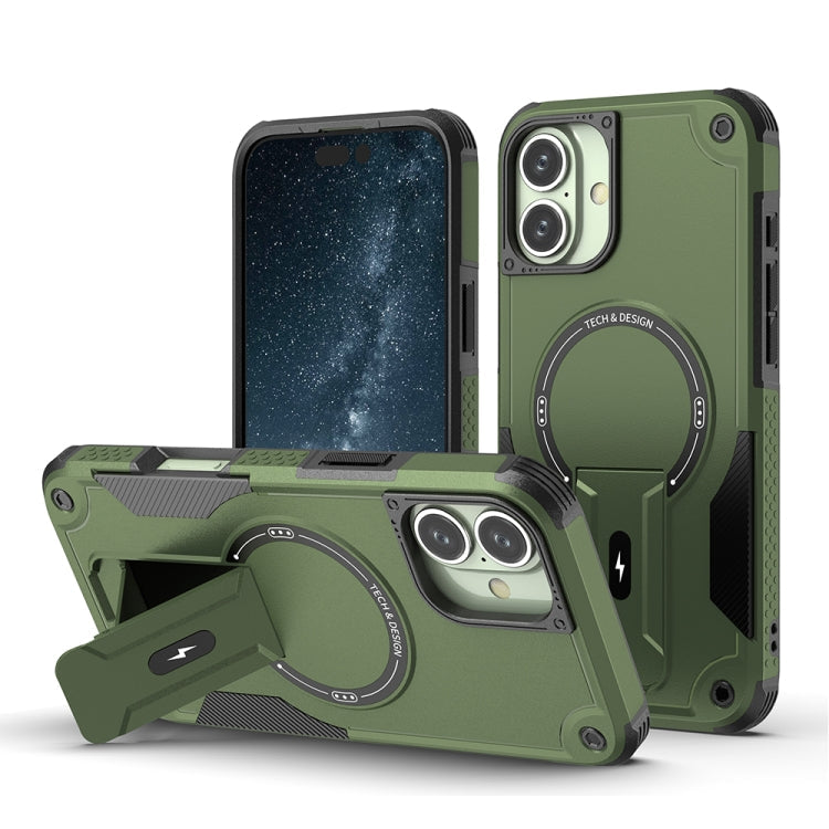 Armor Magsafe Holder PC Hybrid TPU Phone Case, For iPhone 17e / 16e, For iPhone 16 Pro Max, For iPhone 16 Pro, For iPhone 16 Plus