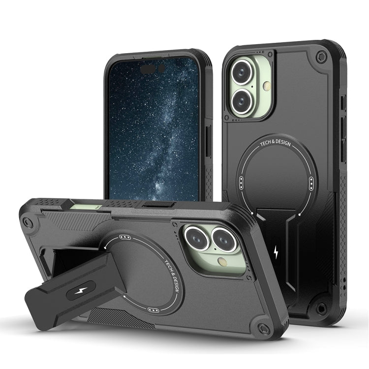 Armor Magsafe Holder PC Hybrid TPU Phone Case, For iPhone 17e / 16e, For iPhone 16 Pro Max, For iPhone 16 Pro, For iPhone 16 Plus