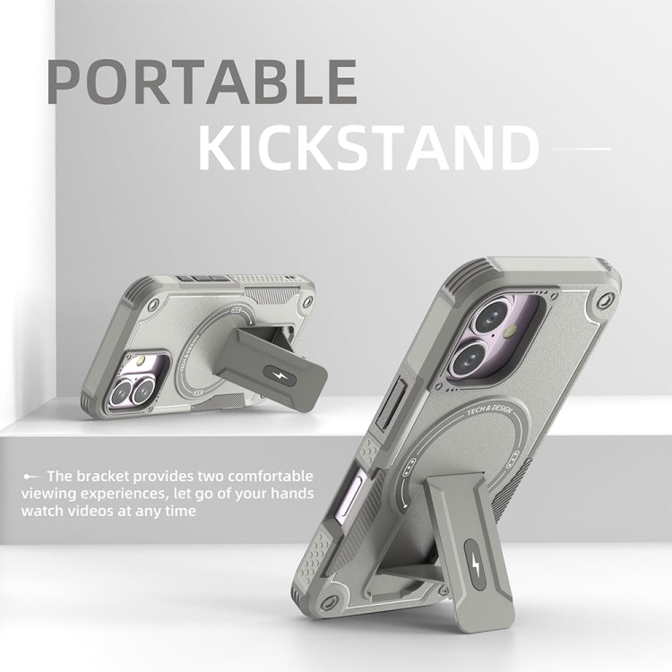 Armor Magsafe Holder PC Hybrid TPU Phone Case, For iPhone 16, For iPhone 15 Pro Max, For iPhone 15 Pro, For iPhone 15 Plus