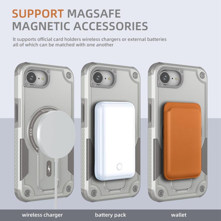 Armor Magsafe Holder PC Hybrid TPU Phone Case, For iPhone 17e / 16e, For iPhone 16 Pro Max, For iPhone 16 Pro, For iPhone 16 Plus