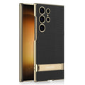 GKK Triumph Ultra-Thin Plain Leather Phone Case with Holder, For Samsung Galaxy S24 Ultra 5G